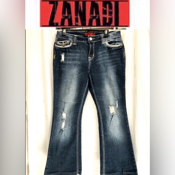 ZANADI women’s embellished flared boot cut jeans dstk wash size 10 NWOT - Picture 1 of 9